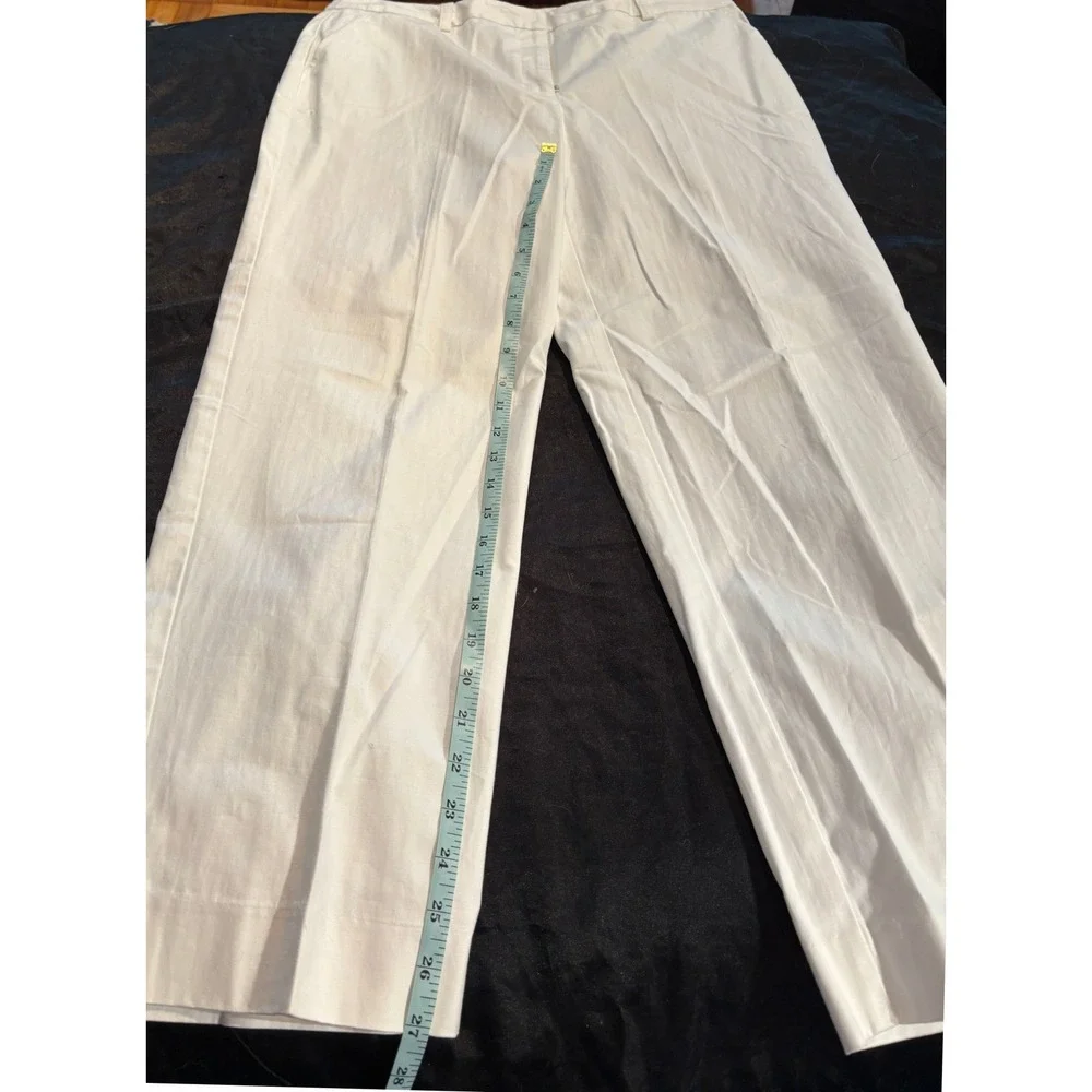 Evan-Picone Womens White‎ Stretch Wide Leg Dress Pants Trousers Size 12 Cotton